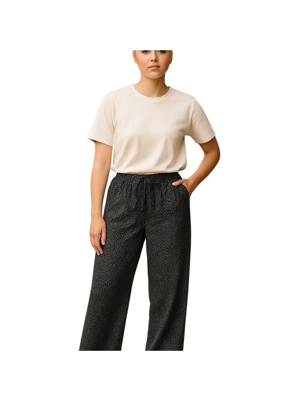Tommy Hilfiger navy blue and white relaxed wide leg trousers size 6